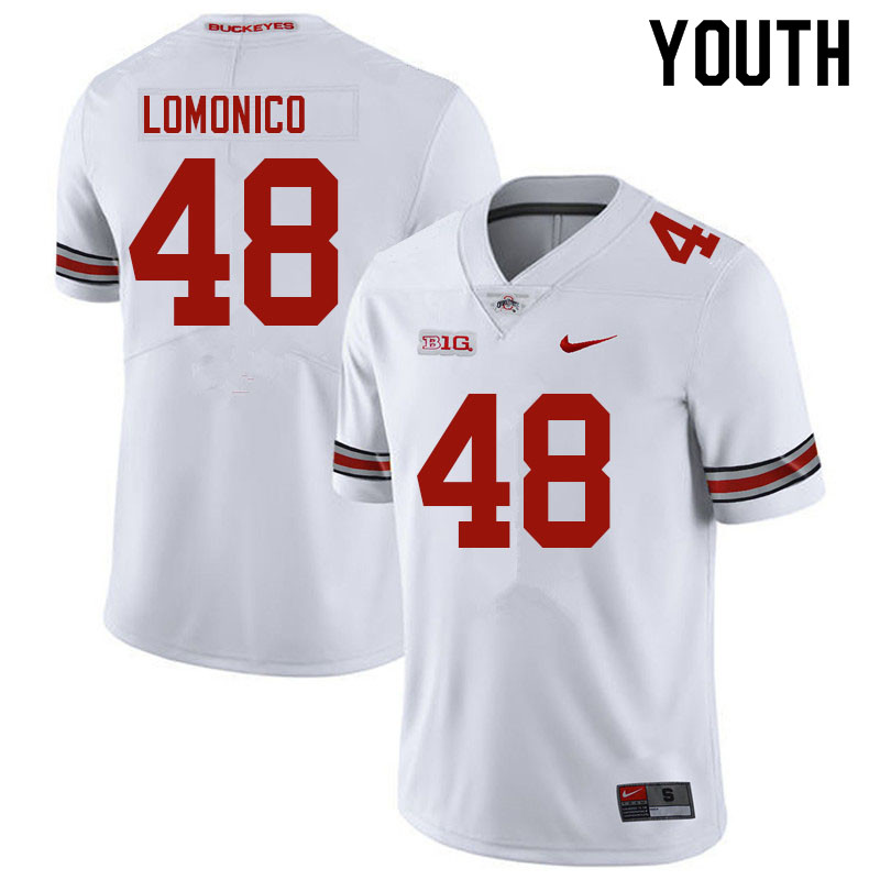 Ohio State Buckeyes Max Lomonico Youth #48 White Authentic Stitched College Football Jersey